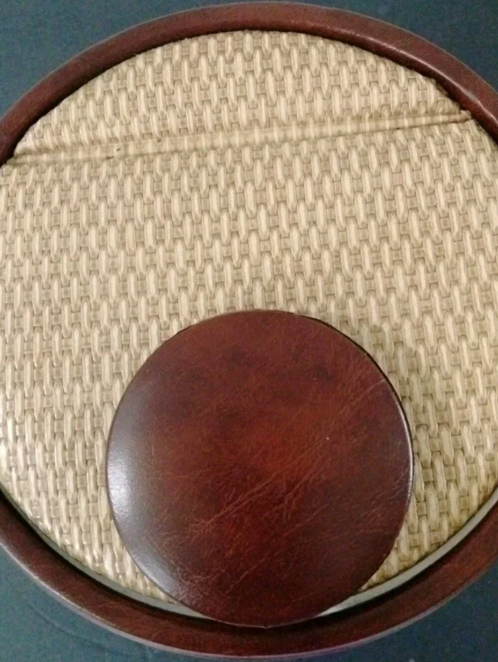 MCM Faux Leather/Tweed Ice Bucket Flip Top Lid EUC